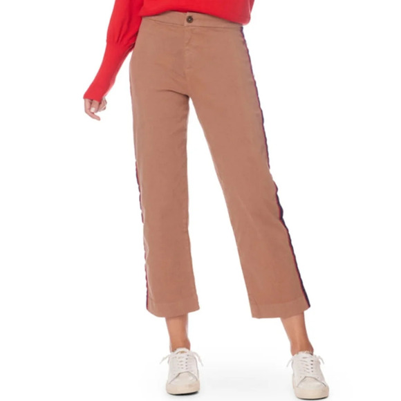 Lila Ryan Size 4 Kit Side Stripe Crop Trouser Kahki Casual pants - Picture 1 of 5